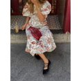 thumbnail image 3 of Robe Maxi Taille Haute à Imprimé Floral Élégant Mode Femme Col Rond Manches Courtes Bouffantes Robes Amples 2024 Chic Robes de Vacances d'Été, 3 of 6