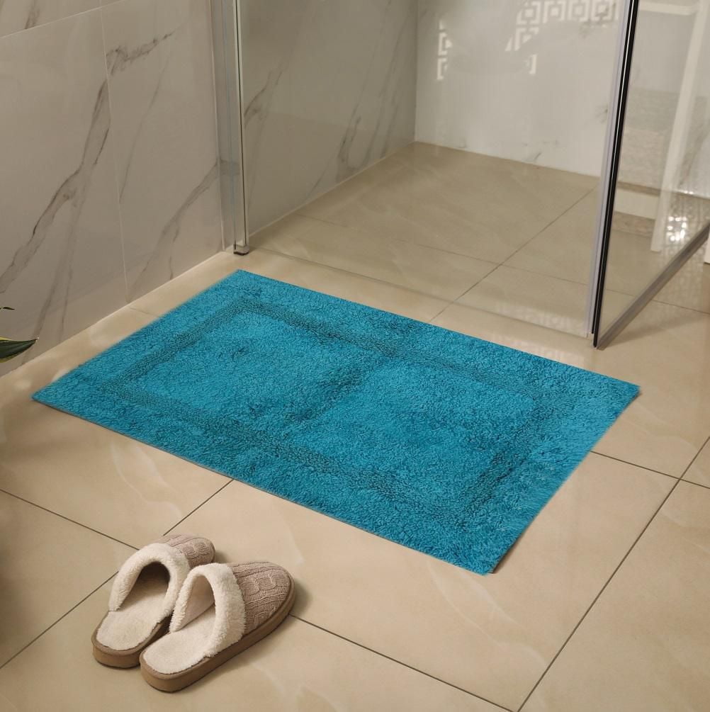 Tapis de bain en coton turquoise Home Decor Inc – 51 x 76 cm (lot de 2), doux et absorbant, idéal pour la salle de bain et un usage quotidien.