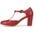 Women's Tstrap Chunky Heel Round Toe Classic Matte Pumps