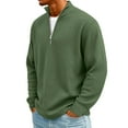 thumbnail image 5 of Men's Vintage Waffle Knit Long Sleeve Zip Up Stand Collar Casual Shirt for Spring Fall Street Fashion,Army Green,L, 5 of 7