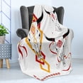 thumbnail image 4 of Tattoo Soft Flannel Fleece Blanket, Bulls Head with Feather of Bird as Accessory with Tribal Designers Print, Cozy Plush for Indoor and Outdoor Use, 70" x 90", Red Yellow and White, by Ambesonne, 4 of 5