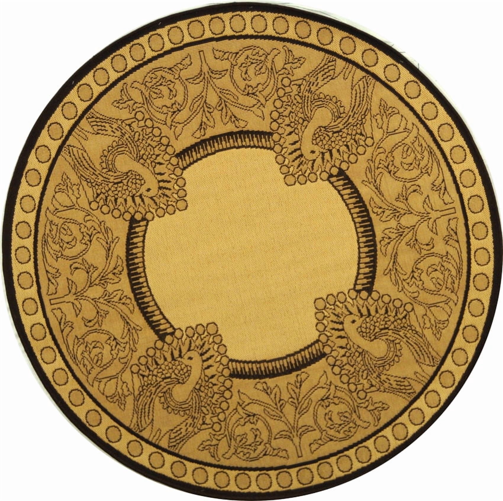 Safavieh Courtyard Cooper Botanical Indoor/Outdoor Area Rug, Natural/Chocolate, 5'3" x 5'3" Round