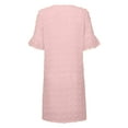 thumbnail image 5 of QUYUON Summer Mini Dress Women Summer Chiffon Ruffle Short Sleeve V-Neck T-Shirt Dresses Casual Loose A-Line Tunic Dress Wedding Guest Evening Party Short Dresses Style D-2633 Pink XXXL, 5 of 5