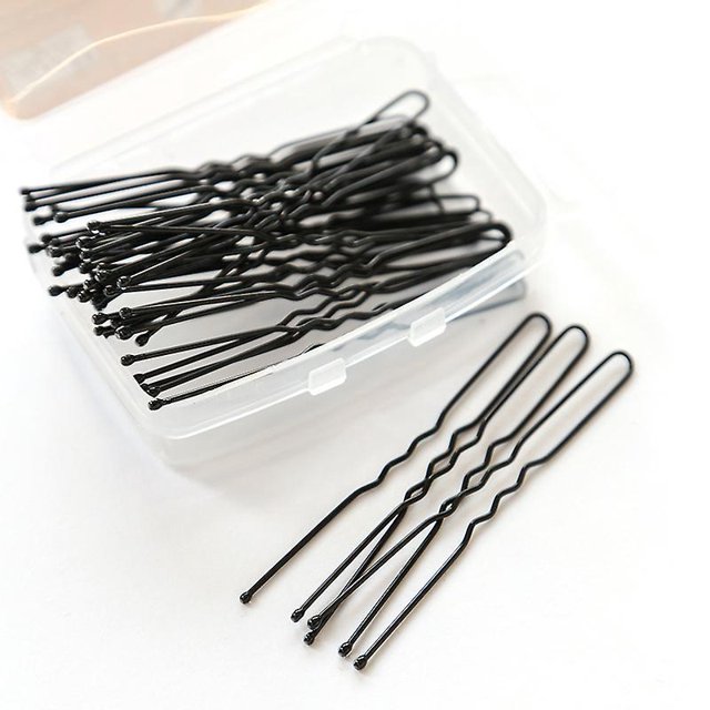 28 piezas de 3 pulgadas en forma de U, pasadores de ballet, pasadores para peinar el cabello con caja de almacenamiento, pinzas de metal para moño