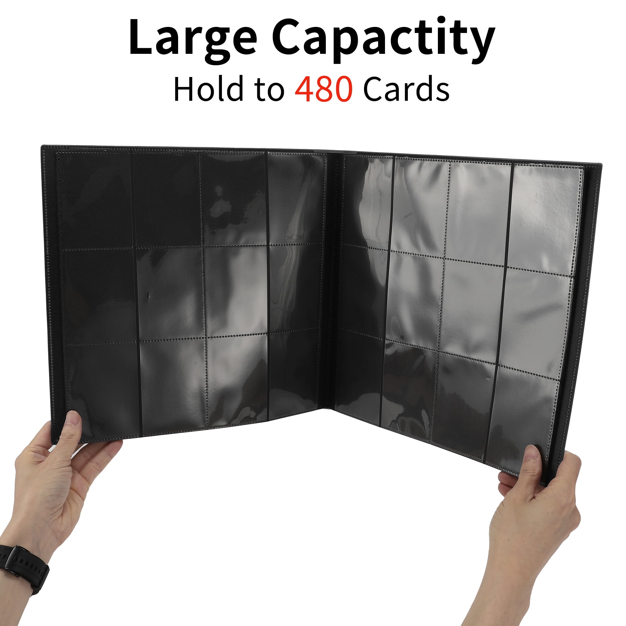 12 Pockets Card Binder with 480 Sleeves Trading Card Collector Album Holders Black