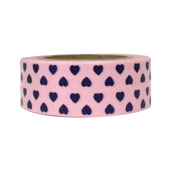 Wrapables® Colorful Washi Masking Tape, Purple Hearts on Pink