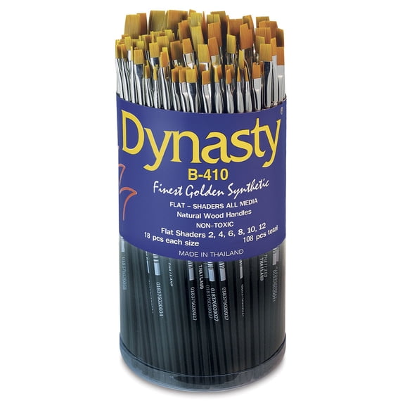 Dynasty Finest Golden Synthetic Brushes - Shader, Short Handle, Canister of 108