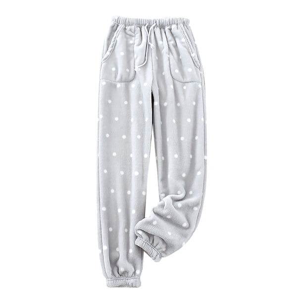 Gibobby Pantalones deportivos térmicos para mujer Pantalones de pijama gruesos y cálidos para mujer, de tamaño, para otoño e invierno, pantalones de pijama Coral(Gris,G)