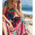 thumbnail image 3 of Brewee Robe Boho à Imprimé Floral d'Été 2024 pour Femmes, Bretelles Spaghetti, Volants, Ligne A, Longue Robe Maxi de Plage, 3 of 6