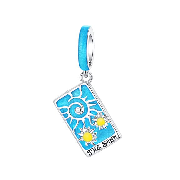 ARVALILS 925 Sterling Silver The Sun Tarot Card Charm Bead with Enamel for Bracelet