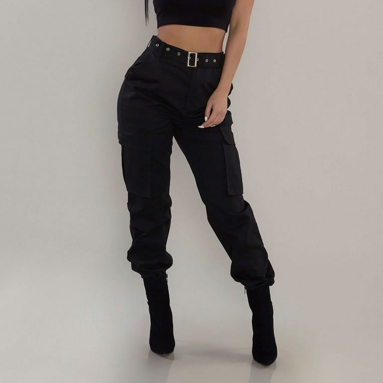 Levmjia Jeans Cargo Pants Women Black Clearance Trousers Trendy Military  Combat Pants Pocket Sweatpants 