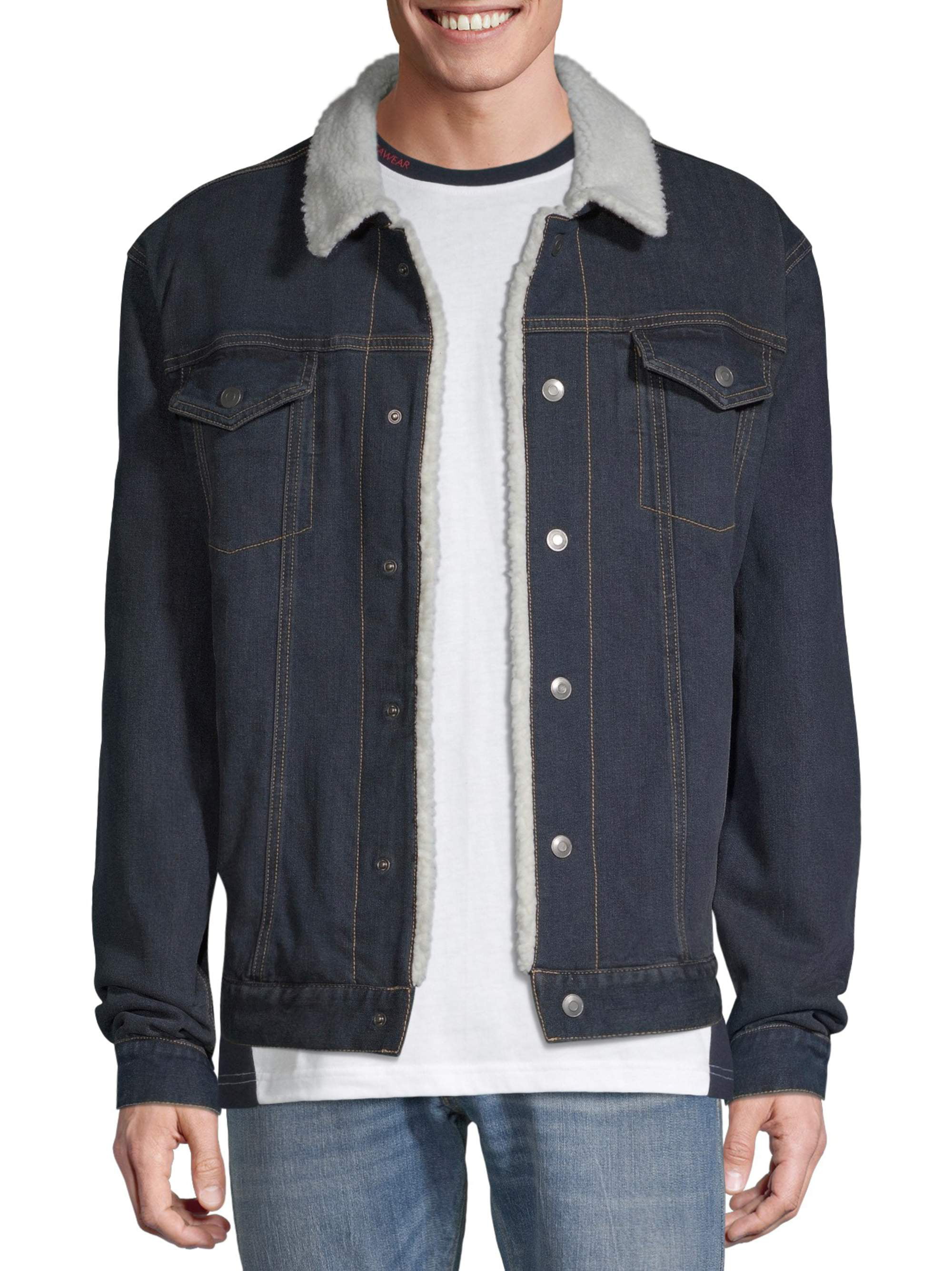 George Men's and Big Men's Sherpa Lined Denim Jacket, up to Size 5XL ...