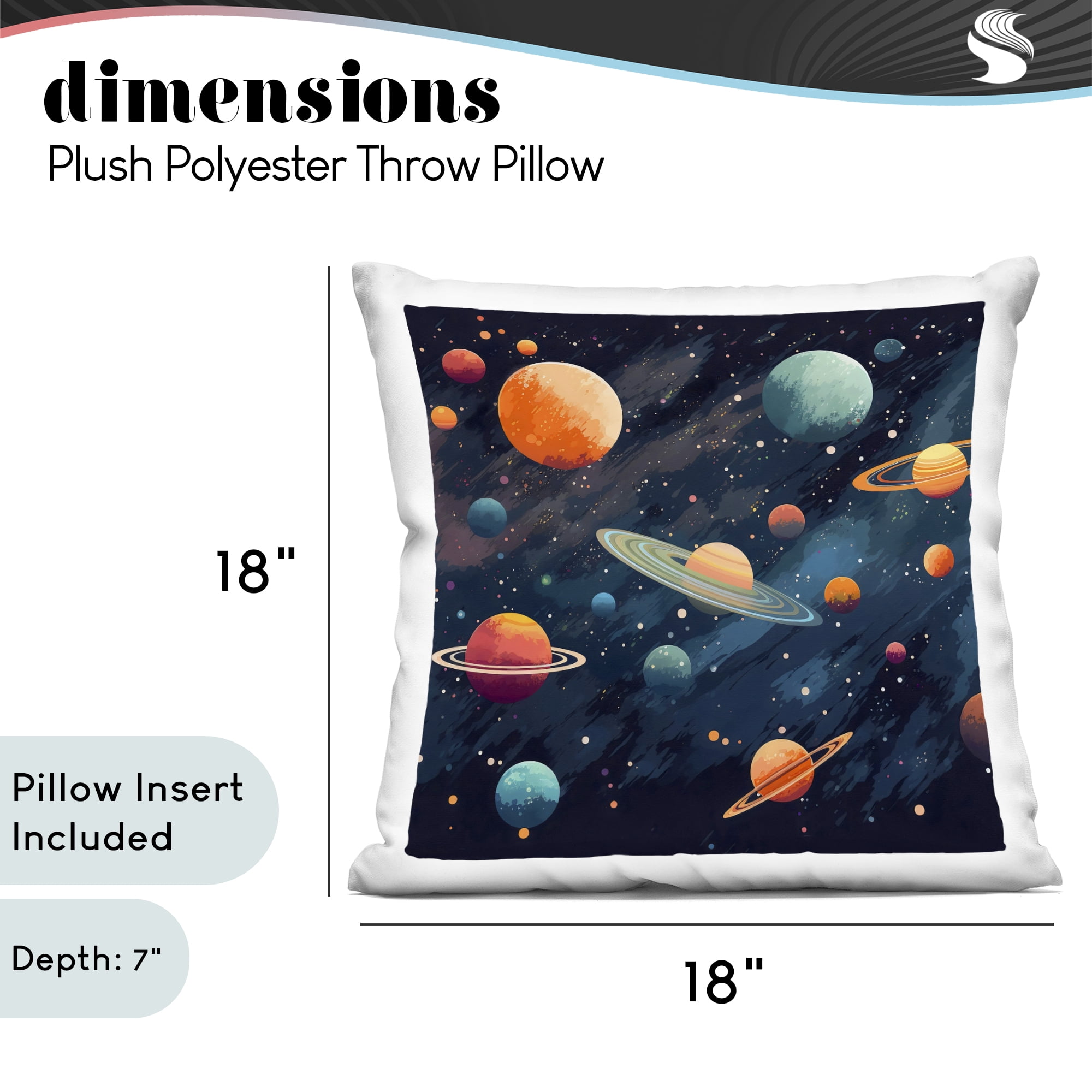 Stupell Industries Orange & Blue Planets in Orbit Decorative Printed Throw Pillow, design by Creative Studio, 18 x 7 x 18