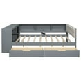 thumbnail image 3 of Bellemave Full Size Platform Bed with Bookcase and Upholstered Headboard, Wood Full Daybed Frame with Desk and USB Charging Station, Captain Bed for Livingroom, Bedroom, Guest Room(Gray), 3 of 10
