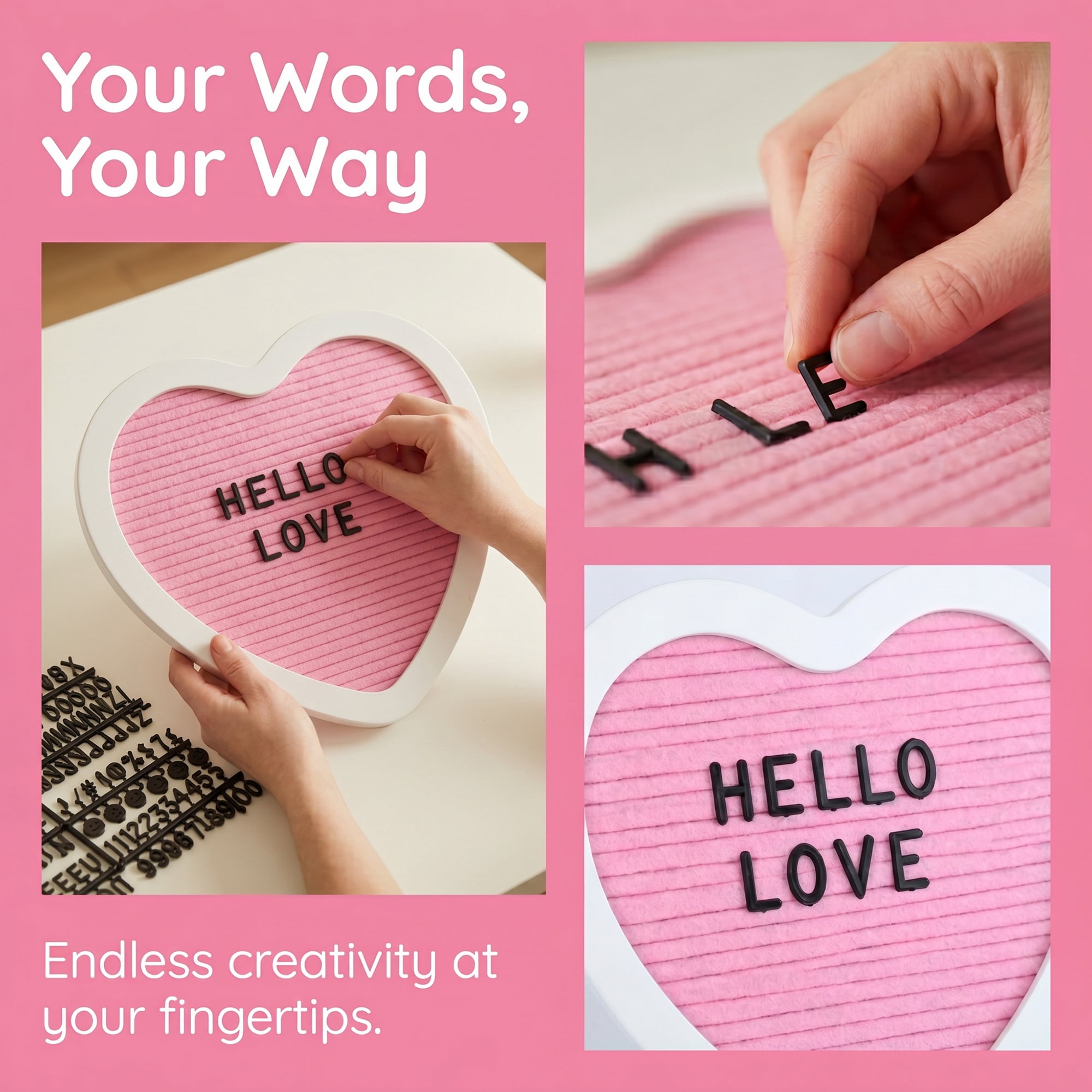 Unique Bargains Heart Shaped Message Board for Decor Gift Pink1 10.23"L x 10.03 x 10.2"H