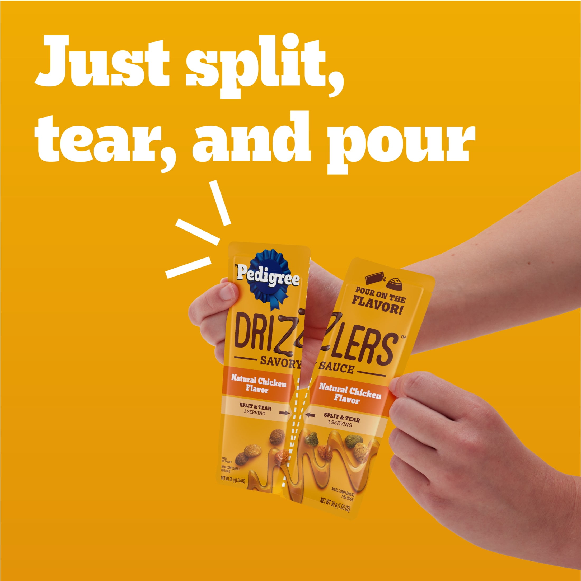 Pedigree Drizzlers Savory Sauce Natural Chicken Flavor, 60g Twin Pouch (22 Count, 48 Servings Total)