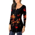 thumbnail image 2 of Hauts Décontractés à Manches Longues pour Femmes, Imprimé Floral, Tunique à Boutons devant, Chemises, Blouse, 2 of 9
