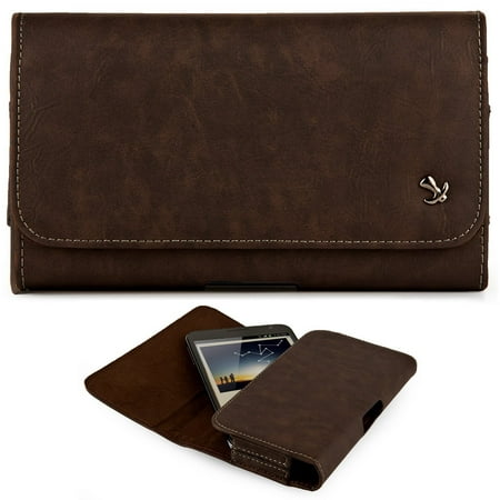 - Samsung Galaxy J1 Luna 4g (2016) AMP 2 Express - EXTRA LARGE Horizontal Leather Pouch Carrying Case Holster Belt Clip Magnetic Closure Fits - Brown