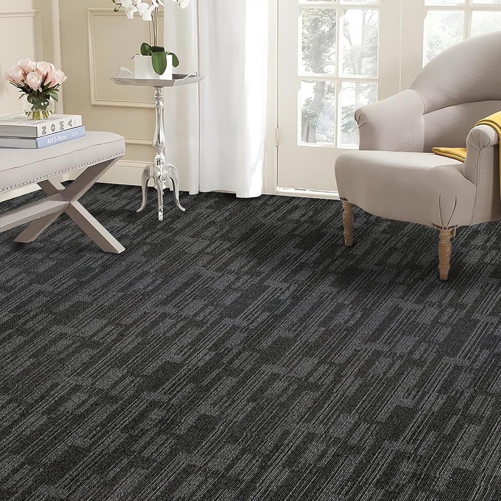 Foss Masonry Sky Grey Self-Stick Floor Carpet Tiles - 24