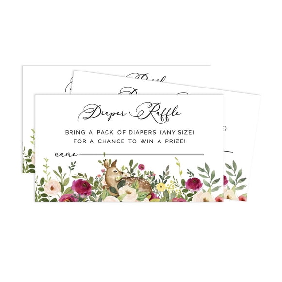 Inkdotpot 30Deer Jungle Animals Baby ShowerDiaper Raffle Ticket Lottery Insert Cards Supplies Games For Baby Shower Party Bring A Pack Of Diapers To Win Favors Gifts And Prizes