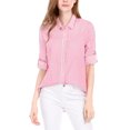 thumbnail image 1 of INSPIRE CHIC Chemises à Col à Revers pour Femmes, Boutonnées, Manches Longues Retroussables, P Rose, 1 of 7