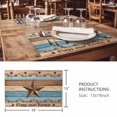 thumbnail image 3 of Placemats 1 Pack, Western Texas Star Retro Woven Placemat, Linen Place Mats for Kitchen/Dining Tables, Country Farmhouse Light Blue Brown Wooden Washable Table Mats for Party, 3 of 8