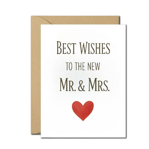 Best Wishes to the New Mr. & Mrs. Greeting Card - Charming Design with Envelope for Weddings