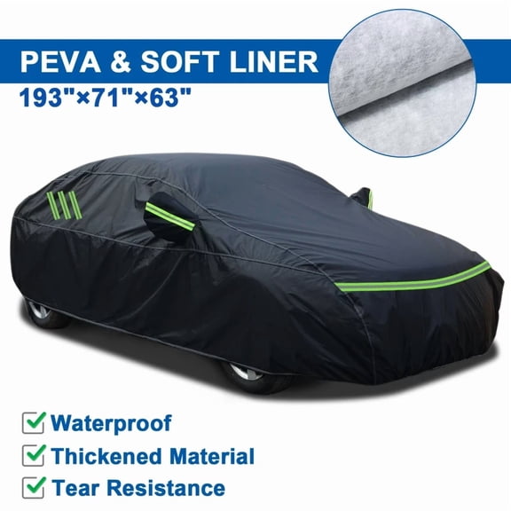 For Honda Accord Car Cover Upgraded PEVA Cotton Outdoor Waterproof Sedan Full Cover Rain Sun Dust Snow Protection Black