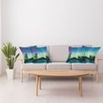 thumbnail image 4 of Ambesonne Landscape Throw Pillow Cover 4 Pack, Lake Forest Woods, 16", Violet Blue Lime Green, 4 of 5