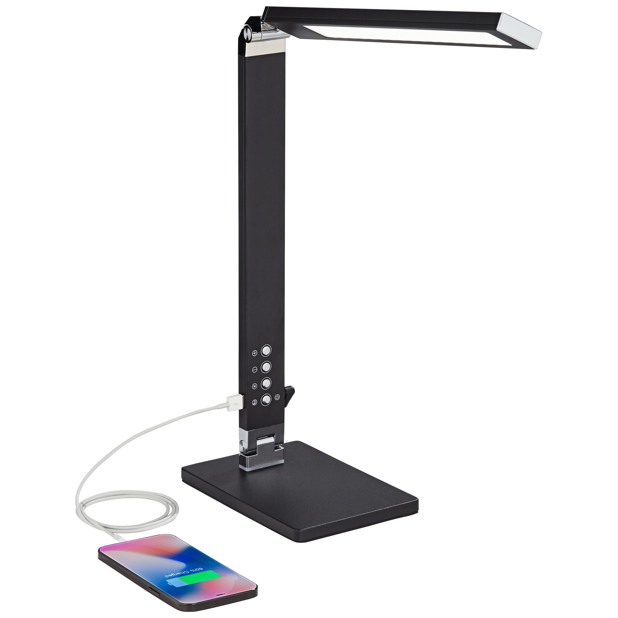 360 Lighting Jett Modern Desk Lamp 16 1/2" High Black with USB Port and Nightlight LED Dimmer Touch On Off for Bedroom Bedside Nightstand Family House