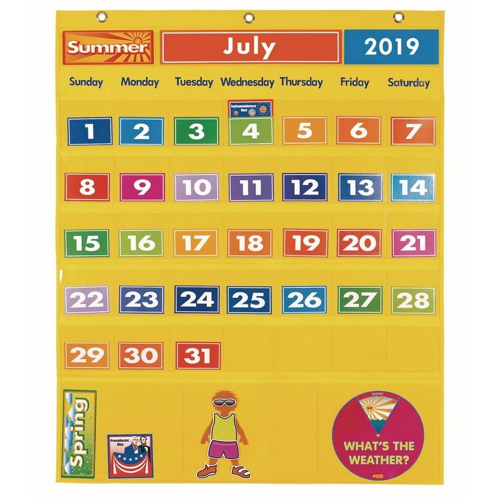 Excellerations Classroom Preschool Calendar Pocket Chart, 34 x 42.5