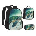 thumbnail image 2 of Naloa Watercolor Turtle5 Print Large Capacity Backpack Lunch Bag Pencil Case Combination 3 Piece Set for Student, 2 of 8