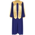 thumbnail image 2 of TiaoBug Womens Mens Choir Church Robe V-neck Long Sleeve Zipper Graduation Gown Blue XL, 2 of 7