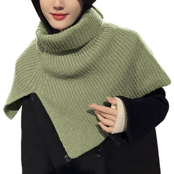 Prolriy Scarf for Women, Women's Solid Color Slit High Collar Shawl Knitted Scarf Warm Pullover Woolen Scarf Womens Scarf Army Green