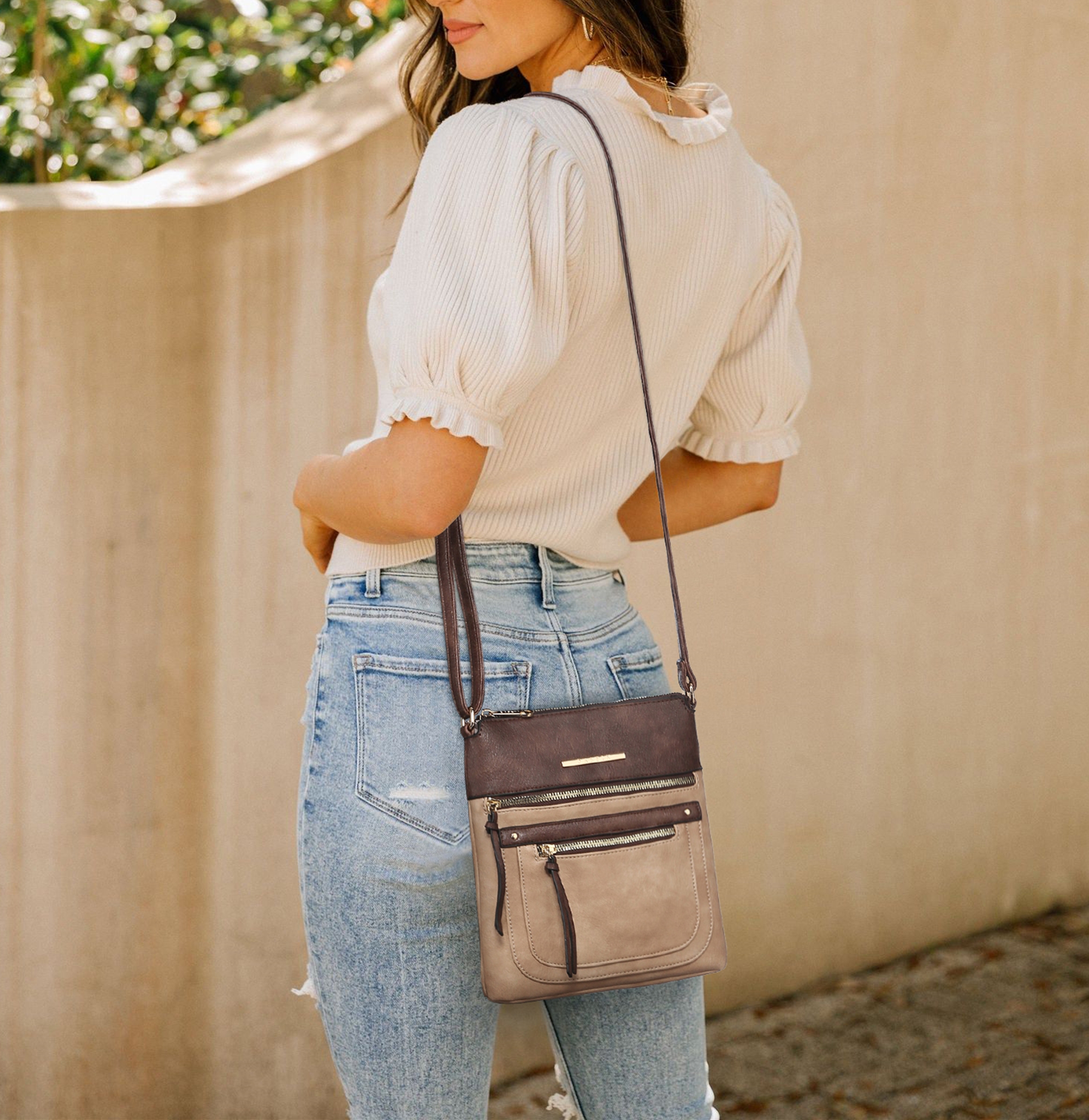 Dasein Women's Beige Vegan Leather Crossbody Bag photo 3