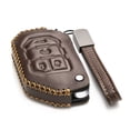 thumbnail image 2 of Vitodeco Genuine Leather Flip Key Fob Case Cover Protector Compatible for Jeep Wrangler, Gladiator (2018 - 2026 Models)(4-Button, Brown), 2 of 5