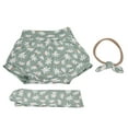 thumbnail image 3 of Conjunto de diadema y pantalones cortos con estampado de flores para bebé, elegantes y portátiles, accesorios para el cabello, parte inferior verde con estampado de flores, 90 cm/35,4 pulgadas, 3 of 14