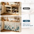 thumbnail image 4 of Art Botanical Cabinet Curtains 10"Wx11"L, Teal Beige Floral Blue Butterfly Leaf Rustic Farmhouse Under-Desk Privacy Dust Proof Drape Dishwasher Curtain Sink Skirt for Kitchen Closet Bathroom Laundry, 4 of 9