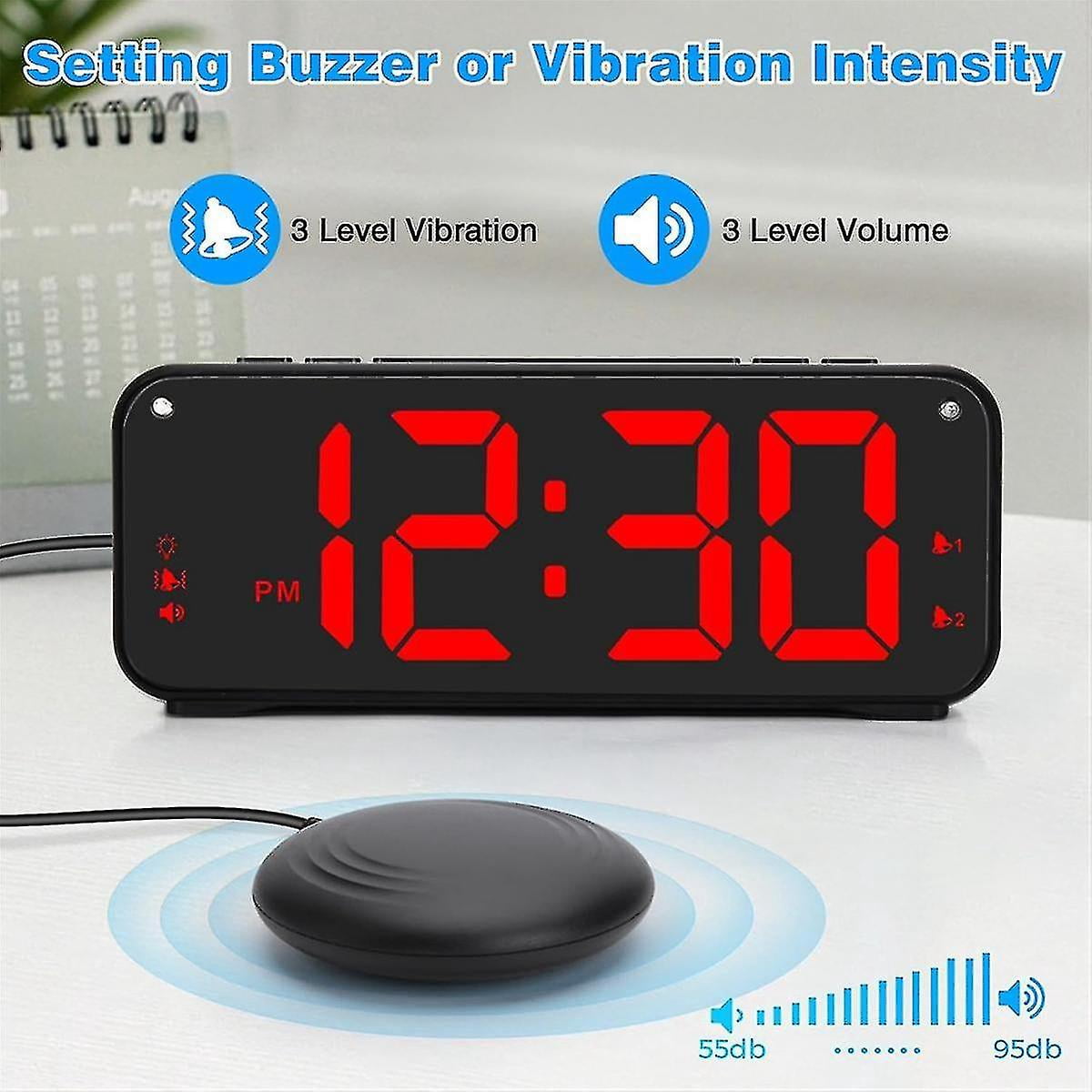 Loud Alarm Clock for Heavy Sleepers Adults,Dual Alarm Clock with Bed Shaker,for Bedrooms,6.5In Large Display with Dimmer-hhny