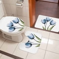 thumbnail image 4 of Blue Tulip Bath Mat 3 Piece Bathroom Rug Set, Abstract Flower Country Farm Floral White Non Slip Bath Rug Contour Mat and Toilet Lid Cover, Absorbent Shower Mats Soft Bath Rugs and Mats Sets, 4 of 8