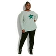 thumbnail image 2 of Avenue Women's Plus Size Leona Star Round Neckline Long Sleeves Top, 2 of 5
