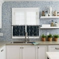 thumbnail image 5 of Blue Flowers Kitchen Curtains and Valances Set, Rod Pocket Curtains Tier Farmhouse Window Curtains 36 Inch Length, Spring Botanical Floral Leaves Stripes 3 Piece Kitchen Curtains Set, 5 of 6