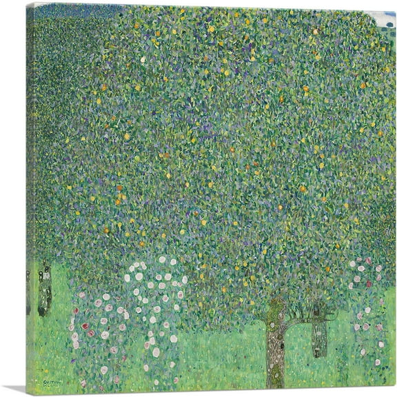 ARTCANVAS Rosebushes Under the Trees 1905 Canvas Art Print by Gustav Klimt - Size: 18" x 18" (0.75" Deep)
