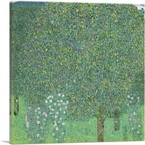 ARTCANVAS Rosebushes Under the Trees 1905 Canvas Art Print by Gustav Klimt - Size: 18" x 18" (0.75" Deep)