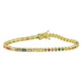 thumbnail image 3 of 925 Silver Rainbow Baguette With Round CZ Sapphire Tennis Bracelet,Silver sapphire bracelet, Bracelet For Women Valentine Gift For Her, 3 of 4