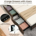 thumbnail image 6 of Gymax Queen Size Bed Frame w/ Bookcase Headboard & 4 Storage Drawers Vintage Brown, 6 of 10