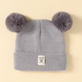 thumbnail image 7 of Weikingp Fascinators Hats for Women Kids Winter Pompom Hat Knitted Ski Hat Double Pom Cap for Girls Boys Hats for Men Hats for Women Mens Hats (Clearance) Grey Acrylic, 7 of 7