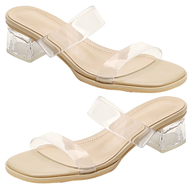 Sandalias Transparentes Hugtrwg con tacón grueso para Primavera verano