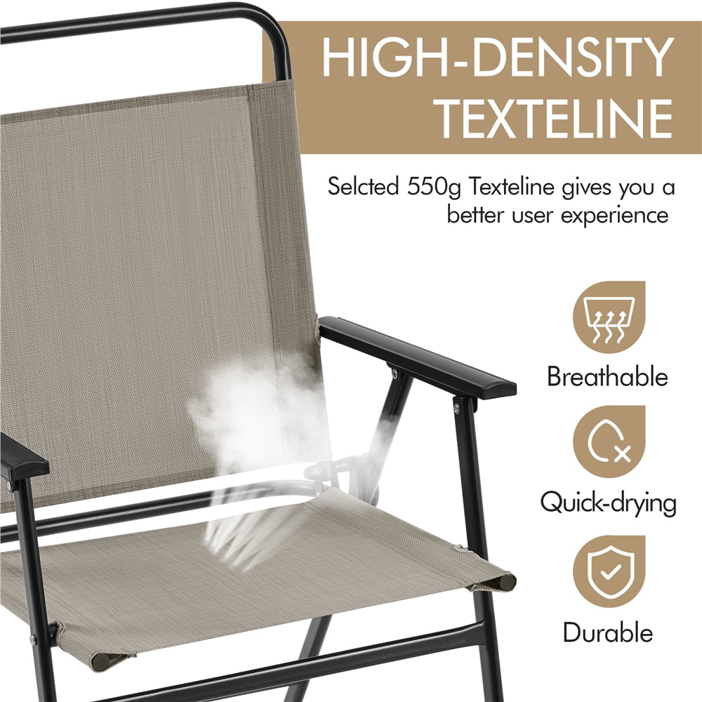 Yaheetech Folding Patio Dining Chairs with Armrests for Garden, Yard, Lawn, Set of 2, Brown