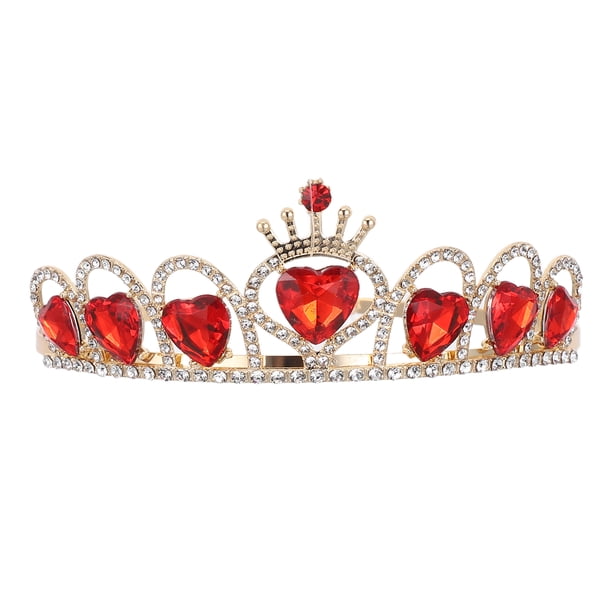 GOOHOCHY Corona de pelo de cristal rojo retro, tocado de novia, tiara de diamantes de imitación
